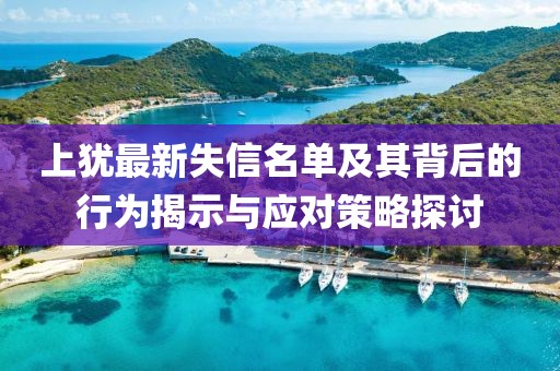 上犹最新失信名单及其背后的行为揭示与应对策略探讨
