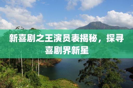 新喜剧之王演员表揭秘，探寻喜剧界新星
