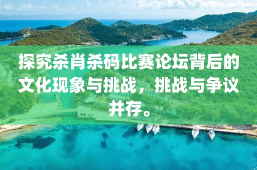 探究杀肖杀码比赛论坛背后的文化现象与挑战，挑战与争议并存。