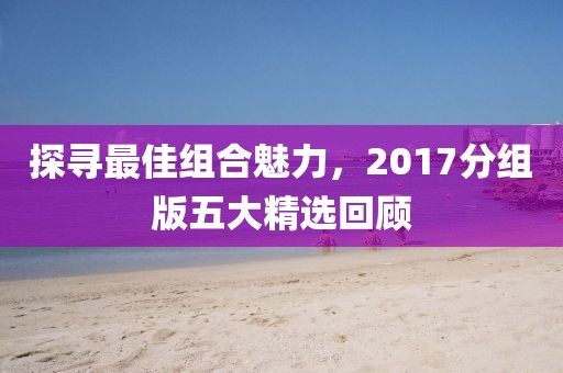 探寻最佳组合魅力，2017分组版五大精选回顾