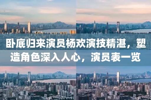 卧底归来演员杨欢演技精湛，塑造角色深入人心，演员表一览