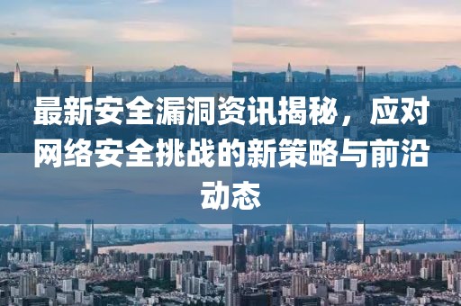 最新安全漏洞资讯揭秘，应对网络安全挑战的新策略与前沿动态