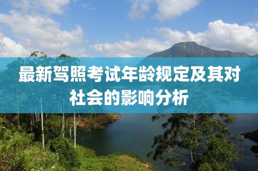最新驾照考试年龄规定及其对社会的影响分析