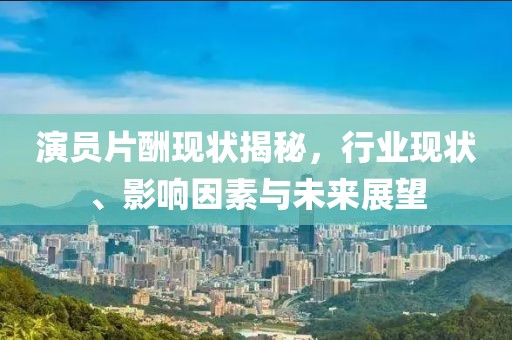演员片酬现状揭秘，行业现状、影响因素与未来展望