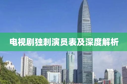 电视剧独刺演员表及深度解析