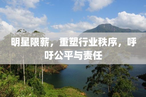 明星限薪，重塑行业秩序，呼吁公平与责任