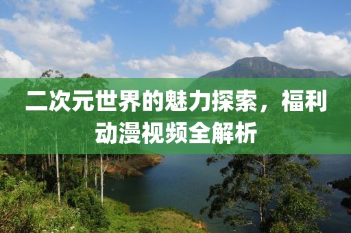 二次元世界的魅力探索，福利动漫视频全解析