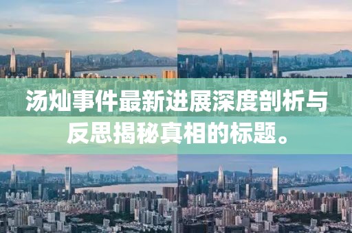 汤灿事件最新进展深度剖析与反思揭秘真相的标题。