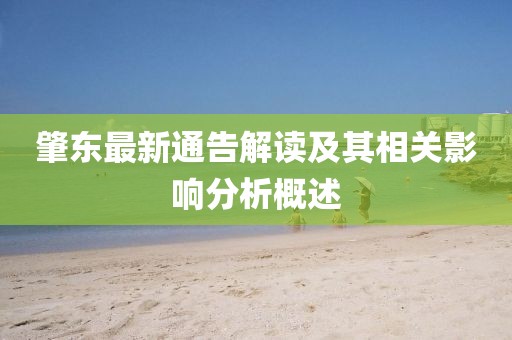肇东最新通告解读及其相关影响分析概述