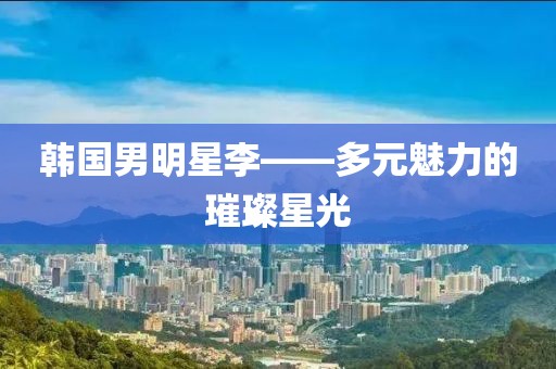 韩国男明星李——多元魅力的璀璨星光