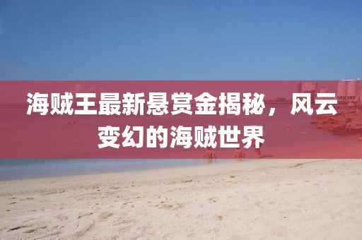 海贼王最新悬赏金揭秘，风云变幻的海贼世界