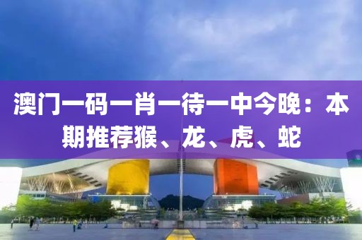 澳门一码一肖一待一中今晚：本期推荐猴、龙、虎、蛇
