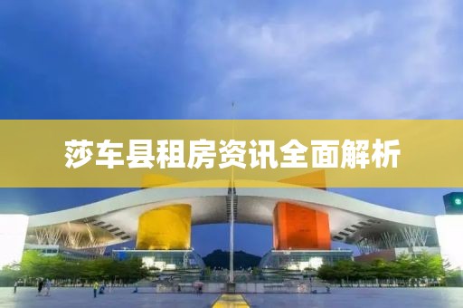 莎车县租房资讯全面解析